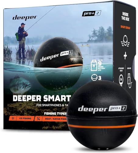 Deeper Smart Sonar Pro+ 2 Fischfinder Echolot – mit Tiefenmesser und GPS-Sender | Angeln im Kajak, Boot oder beim...