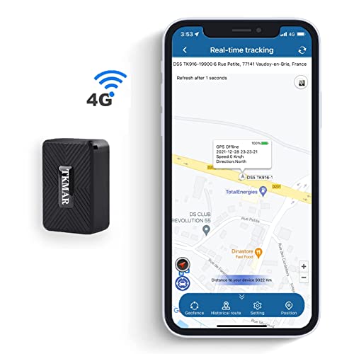 TKMARS 4G Mini GPS Tracker GPS Tracker Ohne ABO mit Kostenloser App, 32 Tage Standby-Zeit, Stark Magnetisch,...