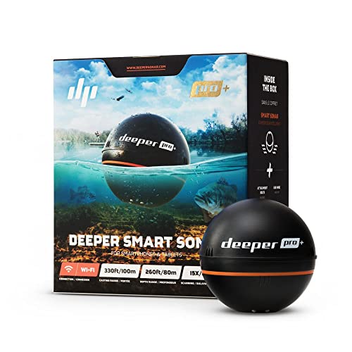 Deeper PRO PLUS smart Fischfinder – kabelloser W-LAN Fischfinder mit eingebautem GPS für Ufer Angler