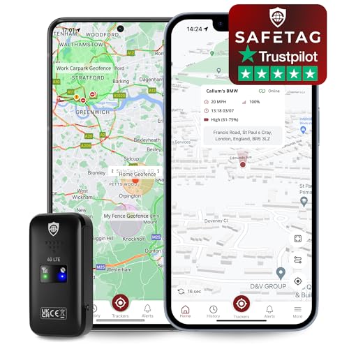 SafeTag Mini 4G – Mini wiederaufladbarer 4G LTE GPS-Tracker, Auto, Motorrad usw. 34–205 Länder, Echtzeit-Tracking,...