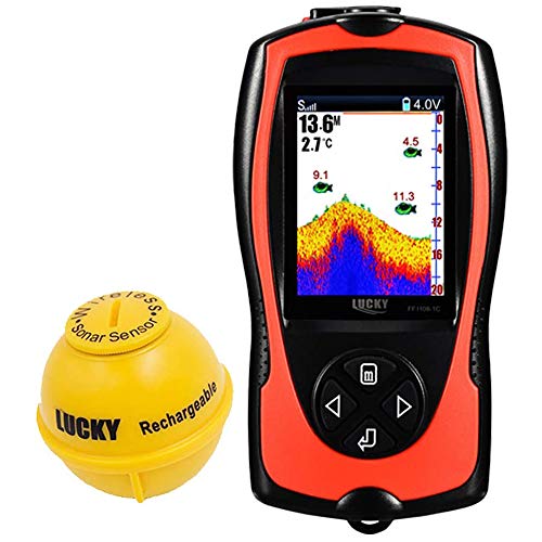 LUCKY Tragbarer Fischfinder Wandler Sonarsensor Wasser Tiefenmesser LCD Bildschirm Echolot Fischfinder zum Eisfischen...